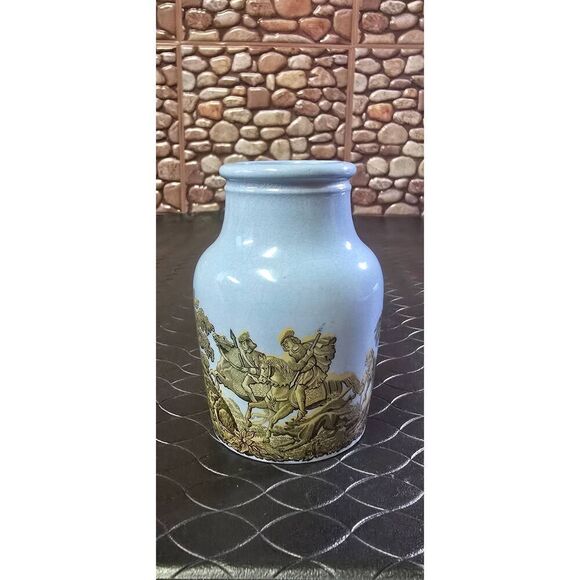 Prattware Blue Boar Hunt Scene Meat Paste Jar - Picture 3 of 12